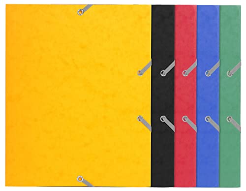 Exacompta 55200E Packung (mit 25 Sammelmappen, Gummizug, 3 Klappen, Manila Karton 400 gm², ideal für kleine Formate, 24 x 19 cm) 25 Stück farben sortiert von Exacompta