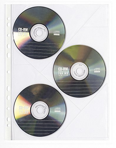 Exacompta 5521E 10er Pack Premium PP-Kunststoff CD/DVD Schutzhüllen gelocht transparent für 3 CD pro Seite Klarsichtfolie Plastikhülle Klarsichthülle ideal für Ordner und Hefter von Exacompta