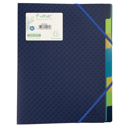 Exacompta 552572E 5er Pack Premium Ordnungsmappe Forever. Aus Recycling-Kunststoff DIN A4 8 Fächer 3 Klappen dehnbarer Rücken und 2 Gummizüge Register-Mappe Eckanner-Mappe blau Exacompta 552572E 5er Pack Premium Ordnungsmappe Forever. Aus Recycling-Kunststoff DIN A4 8 Fächer 3 Klappen dehnbarer Rücken und 2 Gummizüge Register-Mappe Eckanner-Mappe blau von Exacompta
