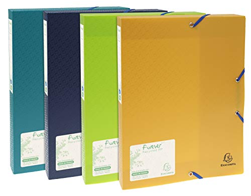 Exacompta 553570 Packung (mit t 8 Archivboxen Forever, umweltfreundlich und robust, Rücken 40mm, aus recycling PP) farbig sortiert, 8 Stück von Exacompta