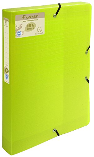 Exacompta 553573E Packung (mit 8 Archivboxen Forever aus Recycling PP 700µ, Rücken 40 mm, mit Etikett, für Din A4) 8er Pack grün von Exacompta