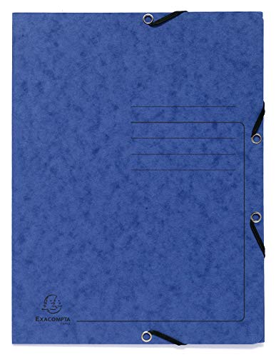 Exacompta 55402E Eckspannmappe Colorspan Karton 355 g/m², 24 x 32cm, für DIN A4, Gummizug, 3 Klappen, 1 Stück, Blau Exacompta 55402E Eckspannmappe Colorspan Karton 355 g/m², 24 x 32cm, für DIN A4, Gummizug, 3 Klappen, 1 Stück, Blau von Exacompta