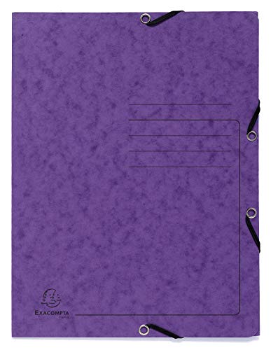 Exacompta 55408E Eckspannmappe Colorspan Karton 355 g/m², 24 x 32cm, für DIN A4, Gummizug, 3 Klappen, 1 Stück, Lila von Exacompta