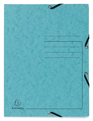 Exacompta 55422E Premium Einschlagmappe. Made in Germany. Aus extra starkem Colorspan-Karton mit 3 Innenklappen und 2 Gummizügen DIN A4 Juris-Mappe Sammelmappe für Büro und Schule türkis von Exacompta