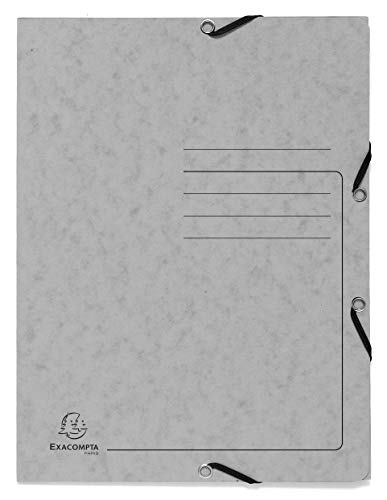 Exacompta 55423E Eckspannmappe Colorspan Karton 355 g/m², 24 x 32cm, für DIN A4, Gummizug, 3 Klappen, 1 Stück, Grau von Exacompta