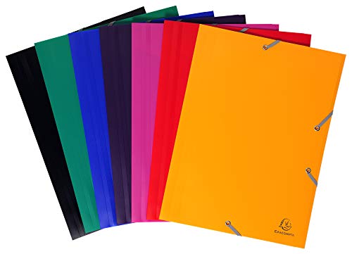 Exacompta 55900E Packung (mit 60 Sammelmappen, 3 Klappen, Gummizug, PP, blickdicht, ideal für DIN A4, 21 x 29,7cm) 60er Pack farbig sortiert von Exacompta