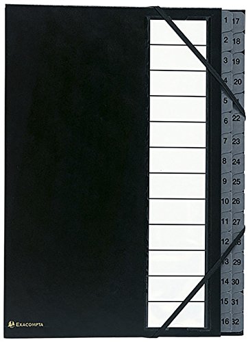 Exacompta 56032E Premium Ordnungsmappe Ordonator. Mit festem Einband für DIN A4 und 32 Fächern 1-32 mit dehbarem Rücken, 2 Gummizügen, Kunststofftaben Fächermappe Register-Mappe schwarz Exacompta 56032E Premium Ordnungsmappe Ordonator. Mit festem Einband für DIN A4 und 32 Fächern 1-32 mit dehbarem Rücken, 2 Gummizügen, Kunststofftaben Fächermappe Register-Mappe schwarz von Exacompta