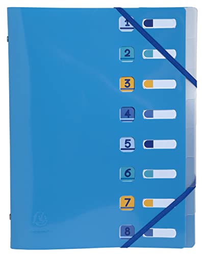 Exacompta 56110E Premium Ordnungsmappe BeeBlue aus recyceltem Kunststoff mit 8 Fächern und 2 Gummizügen für DIN A4 Blauer Engel zertifiziert 1 Stück Zufallsfarbe Blauer Engel von EXACOMPTA