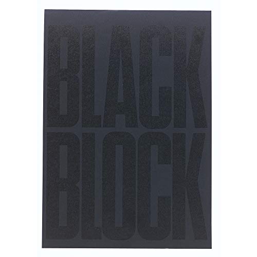 Exacompta 5702E Schreibblock Black Block mit 70 Blatt hochwertiges gelbes Papier von Clairefontaine, liniert, DIN A4 Collageblock Schulblock Papierblock von Exacompta
