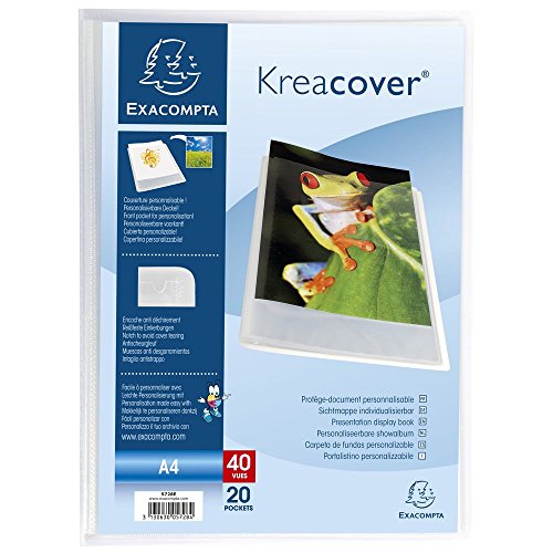 Exacompta 5728E Sichtmappe (PP 500µ mit 20 Hüllen Krea Cover Chromaline, für Format DIN A4, 21 x 29,7 cm, transparent) 1 Stück kristall von Exacompta