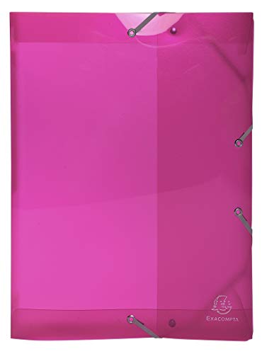 Exacompta 59774E Sammelbox Iderama mit Gummizug 40 mm breit aus Kunststoff mit Rückenschild für DIN A4 Archivbox Heftbox Dokumentenbox Zeichenbox Sammelmappe rosa von Exacompta