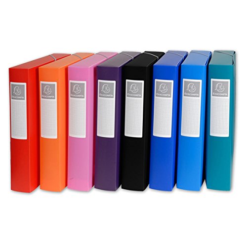 Exacompta 5980E Packung (mit 8 Archivboxen aus PP, 700µ, 24 x 32cm, ideal für Ihre Dokumente in Format DIN A4, Rücken 60mm) farbig sortiert, 8 Stück von Exacompta
