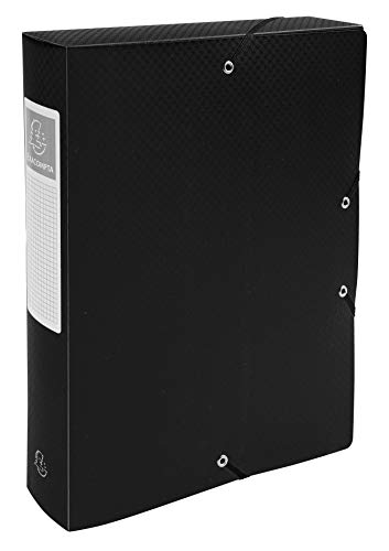 Exacompta 59881E Packung (mit 8 Archivboxen aus PP, 700µ, 24 x 32cm, ideal für Ihre Dokumente in Format DIN A4, Rücken 60mm) schwarz, 8 Stück von Exacompta