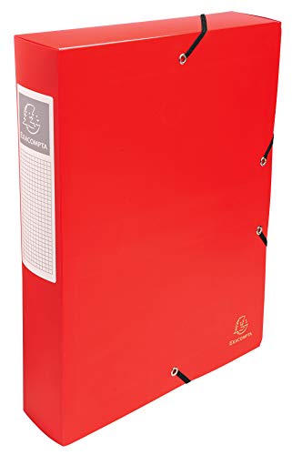 Exacompta 59885E Archivbox Exabox aus PP mit etikett 700µ, rücken 60 mm blickdicht, Din A4, rot von Exacompta