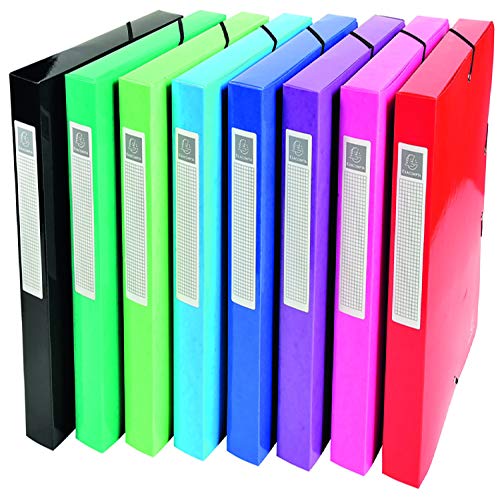 Exacompta 59929E 8er Pack Premium Sammelbox Iderama mit Gummizug 40 mm breit aus starkem Colorspan-Karton mit Rückenschild für DIN A4 Archivbox Heftbox Dokumentenbox Zeichenbox farbig sortiert von Exacompta