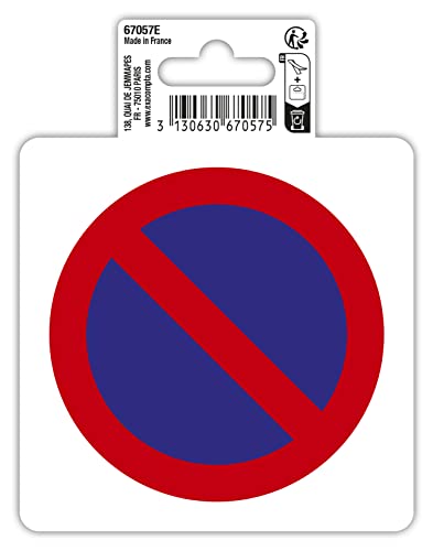 Exacompta 67057E Parkverbot Klebeschild 10x10cm Rot-Blau aus UV-beständigem PVC Hinweisschild Schilder Warnhinweis Sticker Aufkleber Türschild von Exacompta