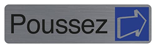 Exacompta - 67155E - 1 Türschild selbstklebend Schieben - Wandschild bedruckt - auf allen Untergründen - Aluminium Optik gebürstet - Maße: 16,5 x 4,4 cm von Exacompta