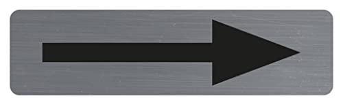 Exacompta - 67165E - 1 Türschild selbstklebend Pfeil schwarz - Wandschild bedruckt - auf allen Untergründen - Aluminium gebürstet - Maße: 16,5 x 4,4 cm von Exacompta