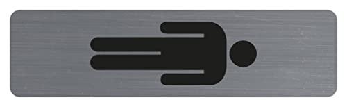 Exacompta - 67169E - 1 Türschild vertikal selbstklebend Herren - Wandschild bedruckt - auf allen Untergründen - Aluminiumoptik gebürstet - Maße: 4,4 x 16,5 cm von Exacompta