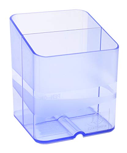 Exacompta 67710D 10er Pack Premium Stiftehalter Pen-Cube mit 2 Fächern für mehr Ordnung auf dem Schreibtisch Stifteköcher Stiftebox Aufbewahrungsbox Organizer eisblau transparent von Exacompta