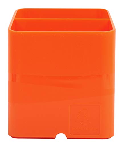 Exacompta 67788D 10er Pack Premium Stiftehalter Pen-Cube mit 2 Fächern für mehr Ordnung auf dem Schreibtisch Stifteköcher Stiftebox Aufbewahrungsbox Organizer mandarine von Exacompta