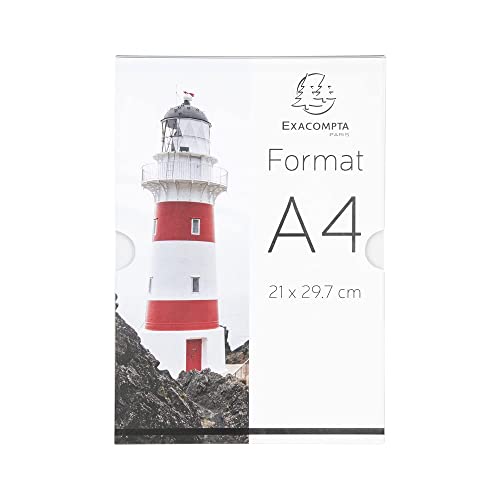 Exacompta 84858HD Prospekthalter selbstklebend für die Wand für DIN A4, Hochformat aus Acryl, transparent, kann auch angeschraubt werden, vorgebohrt von Exacompta