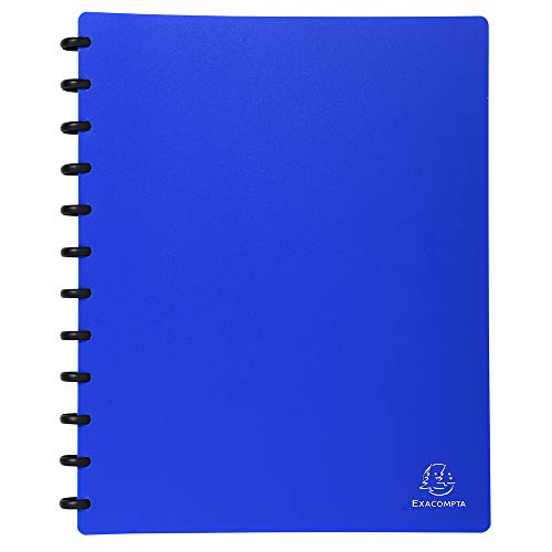 Exacompta 86362E Ringmappe mit 30 abnehmbaren genarbten Hüllen, 60 Ansichten für DIN A4 1 Stück blau Spiralmappe Ringbuchmappe Aktenhülle von Exacompta