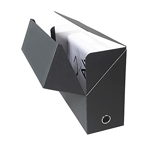 Exacompta 89421E Premium Transferbox aus Leinwandpapier 12cm Rückenbreite mit Griffloch DIN A4 schwarz ideale Transportbox und perfekt geeignet für die sichere Aufbewahrung Ihrer Ordner von Exacompta
