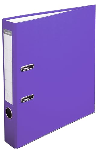 Exacompta 915417B Kunststoff-Ordner 5 cm schmal DIN A4 Kunststoffbezug außen Papierbezug innen Rückenschild austauschbar Ringordner Aktenordner Briefordner Büroordner Plastikordner lila von Exacompta