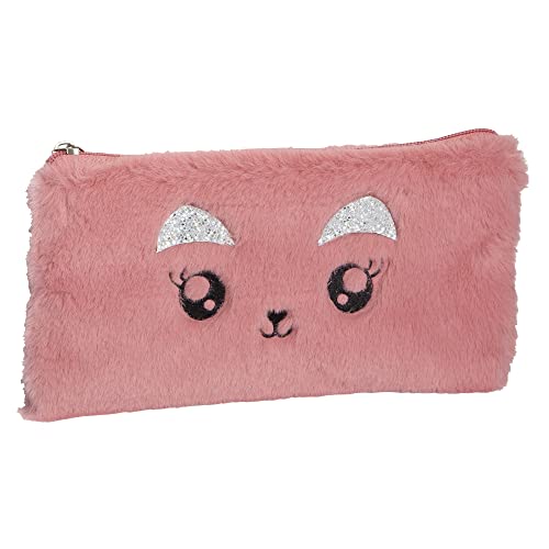 Exacompta - 9904888E - Federmäppchen/Pouch - Soft Touch Synthetik Material - Stickdetails - 22 cm x 12 cm - Fellkollektion - Farbe: rosa von Exacompta