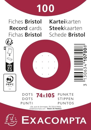 Exacompta - Art.-Nr. 10700SE – Karton mit 40 Packungen à 100 Karteien in Folie – ungelocht – Format 74 x 105 mm – PEFC-zertifiziertes Clairefontaine-Papier – Farbe weiß Exacompta - Art.-Nr. 10700SE – Karton mit 40 Packungen à 100 Karteien in Folie – ungelocht – Format 74 x 105 mm – PEFC-zertifiziertes Clairefontaine-Papier – Farbe weiß von EXACOMPTA