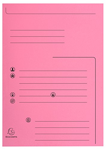 Exacompta - Art.-Nr. 334003E – 25 Stück Hardcover, bedruckt mit 2 Superklappen 210 g/m² – Pastellfarben – PEFC™-zertifiziert, Maße: 24 x 32 cm, für A4-Dokumente – Farbe: Rosa von Exacompta
