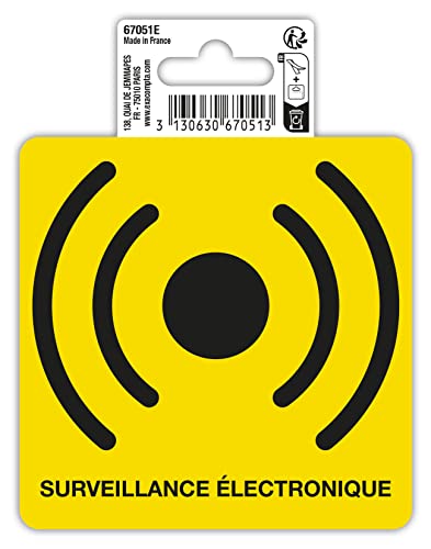Exacompta - Art.-Nr. 67051E - 1 Piktogramm Elektronische Überwachung - Aus rutschfestem PVC-Vinyl - Glänzend - Maße: 10 x 10 cm - Farbe: Schwarz auf gelbem Hintergrund Exacompta - Art.-Nr. 67051E - 1 Piktogramm Elektronische Überwachung - Aus rutschfestem PVC-Vinyl - Glänzend - Maße: 10 x 10 cm - Farbe: Schwarz auf gelbem Hintergrund von Exacompta