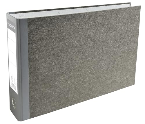 Exacompta - Code 53310E - 1 D-Ring-Hebelbinder - 70 mm Rückseite in grauem Balacron - Grau marmoriertes Papier - Außenmaß 24x37cm für A4 horizontal von Exacompta