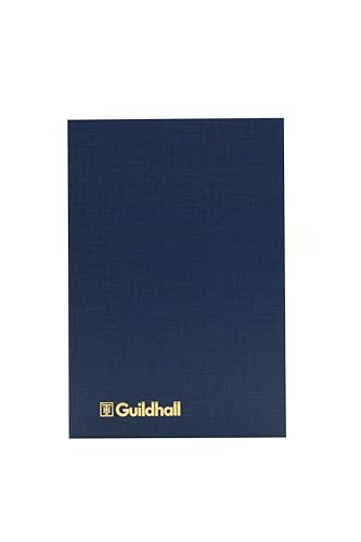 Exacompta Guildhall Ref. 32/18Z – Kontobuch, 298 x 203 mm, 18 Spalten, 160 Seiten, 95 g/m² Ledger-Qualitätspapier, traditionell genäht, blauer Vinyleinband mit Lesezeichen von Exacompta