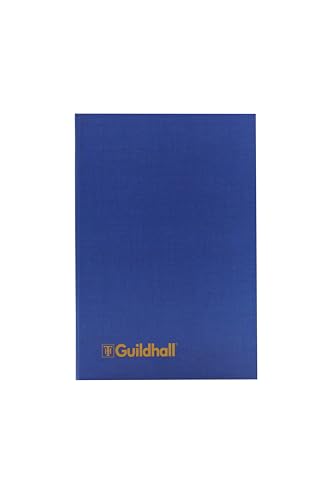 Exacompta Guildhall – Ref. 32/4Z – Kontobuch, 298 x 203 mm, 4 Spalten, 160 Seiten, 95 g/m² Ledger-Qualitätspapier, traditionell genäht, blauer Vinyleinband mit Lesezeichen von Exacompta
