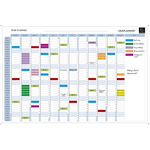 Exacompta Jahresplaner mit ewigem Kalender magnethaftend abwischbar mit Zubehör 900 x 590 mm von Exacompta