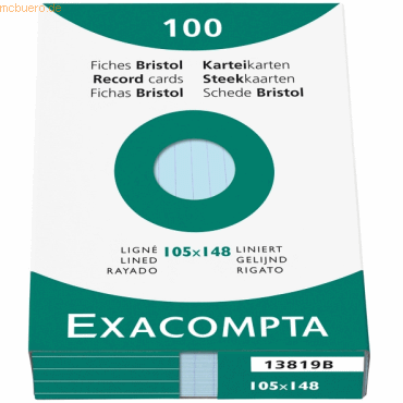 Exacompta Karteikarten A6 liniert VE=100 Stück blau von Exacompta