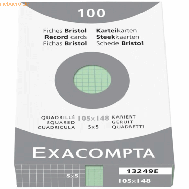 Exacompta Karteikarten A7 kariert grün VE=100 Stück von Exacompta
