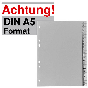 Exacompta Ordnerregister Halbformat A-Z grau 24-teilig, 1 Satz von Exacompta