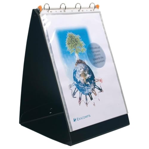 Exacompta 56134E Präsentationsringbuch Exactive ExaShow mit 20 Prospektenhüllen und Tischstaffelei-System. 4 Ringmechanik 30 mm für erfolgreiche Präsentationen im A3-Hochformat von Exacompta