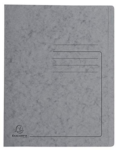 Exacompta - Ref 39989E – Flachhefter – geeignet für A4-Dokumente, vorgedruckter Einband, 355 g/m², schwerer, melierter Presskarton, 30 mm Rücken, Metallfedermechanismus – Grau von Exacompta