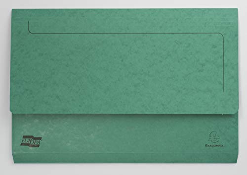 Exacompta - Ref 5253Z – Europa – Brieftasche, 356 x 242 mm, halbe Klappe vorne für Sicherheit, 300 Mikron Premium Presskarton, für A4 und Kanzleipapier, Grün, 10 Stück von Exacompta