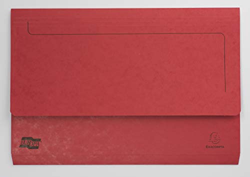 Exacompta - Ref 5258Z – Europa – Brieftasche, 356 x 242 mm, halbe Klappe vorne für Sicherheit, 300 Mikron Premium Presskarton, für A4 und Kanzleipapier, Rot, 10 Stück von Exacompta