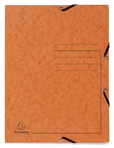 Exacompta - Ref 55404E - Elastischer Ordner mit 3 Klappen, 240 x 320 mm, geeignet für die Aufbewahrung von A4-Dokumenten, 355 g/m², melierter Presskarton, Orange (25 Stück) von Exacompta
