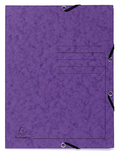 Exacompta - Ref 55408E - Elastischer Ordner mit 3 Klappen, 240 x 320 mm, geeignet für die Aufbewahrung von A4-Dokumenten, 355 g/m², melierter Presskarton, Violett (25 Stück) von Exacompta