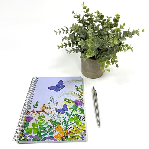 Exacompta - Ref GS040Z Spiralbindung, Blumen- und Schmetterlings-Design, 100 linierte Seiten, A5-Größe mit dem gleichen Design wie der Einband auf jeder Seite, in Hellgrau, Doppeldrahtbindung Exacompta - Ref GS040Z Spiralbindung, Blumen- und Schmetterlings-Design, 100 linierte Seiten, A5-Größe mit dem gleichen Design wie der Einband auf jeder Seite, in Hellgrau, Doppeldrahtbindung von Exacompta