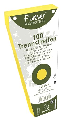 Exacompta - Ref. 13525E – Karton mit 6 Packungen mit je 100 Stück Trapezregister, einfarbig, perforiert, 105 x 240 mm, Gelb von Exacompta