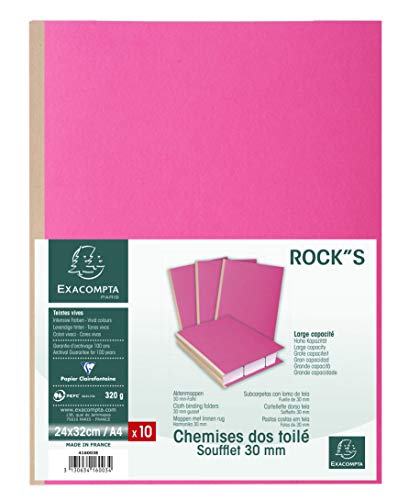 Exacompta - Ref. 416003E - Hartschalenmappen mit Faltenfalte, 320 g/m², Rückenbreite 30 mm, PEFC™-zertifiziert, Maße: 24 x 32 cm, für A4-Dokumente, Farbe: Rosa von Exacompta