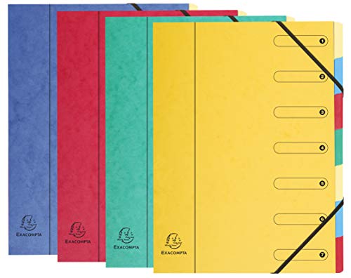 Exacompta – Ref. 5207E – mehrteilige Harmonika-Mappe – 24,5 x 32 cm groß, geeignet für A4-Dokumente, 7 mehrfarbige Tabbed-Abschnitte, Premium-Presspappe-Einband (1 Stück) von Exacompta